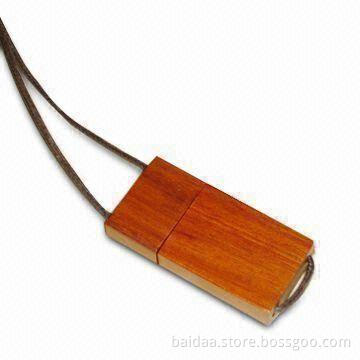 Wooden USB Flash Drive with Capacity Ranging from 1 to 16GB, Measures 70 x 38 x 10mm